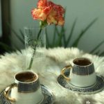 Coffee presentation with Clove-Pink Carnation, Coffee, Turkish coffee, kahve sunumu, Türk kahvesi