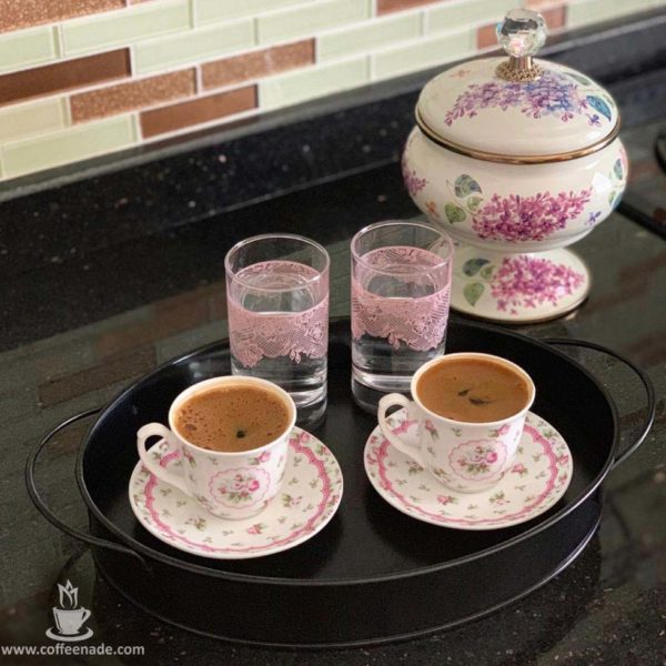 Coffee, Turkish coffee, kahve sunumu, Türk kahvesi, Turkish coffee in pink cups