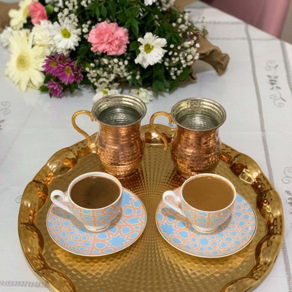 Coffee, Turkish coffee, kahve sunumu, Türk kahvesi, Turkish coffee with spring flowers