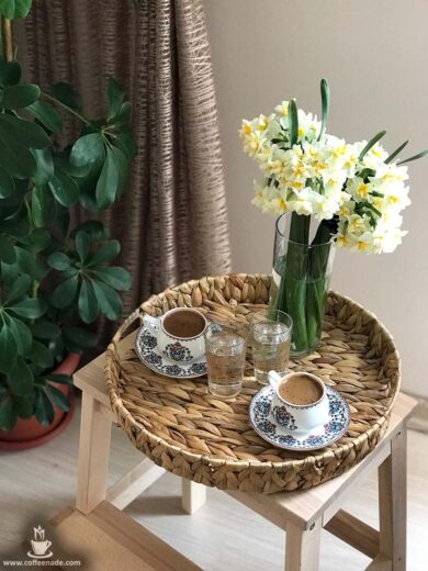 Turkish coffee with light and medium roasted coffee, Turkish coffee, kahve sunumu