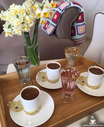 Turkish coffee with daffodil, nergis çiçeği ile harika kahve sunumu